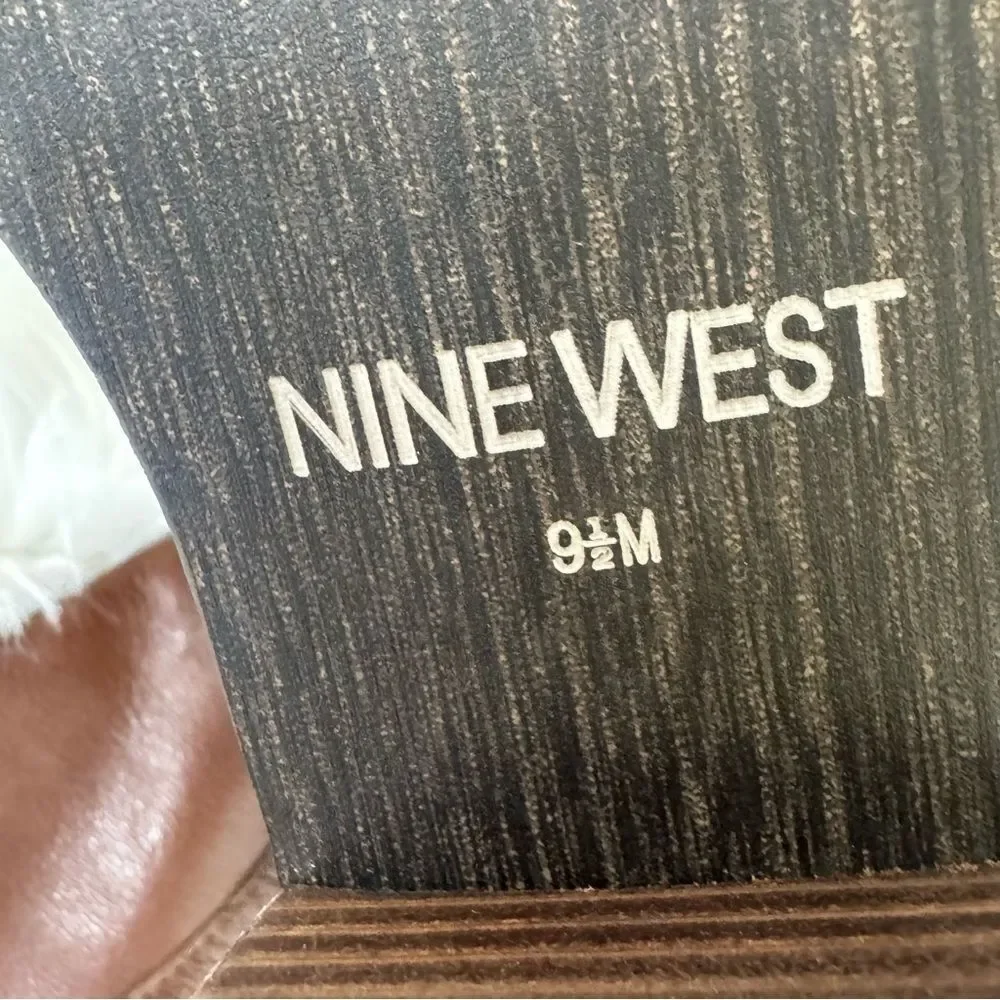 NEW Nine West Cognac Brown Noriko Leather Knee High Riding Boots Size 9.5M
